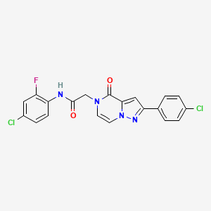 molecular formula C20H13Cl2FN4O2 B11442137 N-(4-chloro-2-fluorophenyl)-2-(2-(4-chlorophenyl)-4-oxopyrazolo[1,5-a]pyrazin-5(4H)-yl)acetamide 