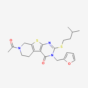 11-acetyl-4-(furan-2-ylmethyl)-5-(3-methylbutylsulfanyl)-8-thia-4,6,11-triazatricyclo[7.4.0.02,7]trideca-1(9),2(7),5-trien-3-one