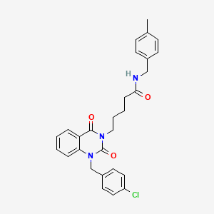 molecular formula C28H28ClN3O3 B11442195 5-[1-(4-chlorobenzyl)-2,4-dioxo-1,4-dihydroquinazolin-3(2H)-yl]-N-(4-methylbenzyl)pentanamide 