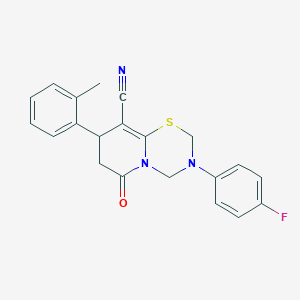 3-(4-fluorophenyl)-8-(2-methylphenyl)-6-oxo-3,4,7,8-tetrahydro-2H,6H-pyrido[2,1-b][1,3,5]thiadiazine-9-carbonitrile