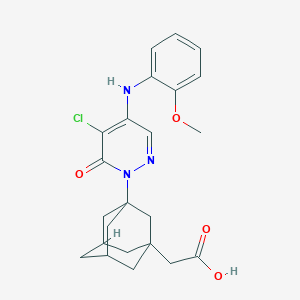 molecular formula C23H26ClN3O4 B11442250 2-(3-{5-Chloro-4-[(2-methoxyphenyl)amino]-6-oxo-1,6-dihydropyridazin-1-YL}adamantan-1-YL)acetic acid 