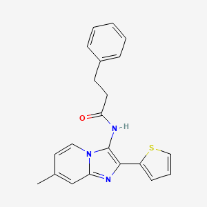 molecular formula C21H19N3OS B11442271 N-[7-Methyl-2-(thiophen-2-YL)imidazo[1,2-A]pyridin-3-YL]-3-phenylpropanamide 