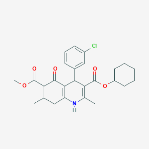 molecular formula C26H30ClNO5 B11442309 3-Cyclohexyl 6-methyl 4-(3-chlorophenyl)-2,7-dimethyl-5-oxo-1,4,5,6,7,8-hexahydroquinoline-3,6-dicarboxylate 