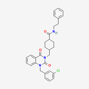 4-((1-(3-chlorobenzyl)-2,4-dioxo-1,2-dihydroquinazolin-3(4H)-yl)methyl)-N-phenethylcyclohexanecarboxamide