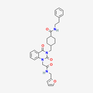 molecular formula C31H34N4O5 B11442321 4-((1-(2-((furan-2-ylmethyl)amino)-2-oxoethyl)-2,4-dioxo-1,2-dihydroquinazolin-3(4H)-yl)methyl)-N-phenethylcyclohexanecarboxamide 