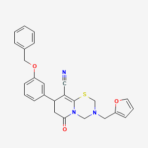 8-[3-(benzyloxy)phenyl]-3-(furan-2-ylmethyl)-6-oxo-3,4,7,8-tetrahydro-2H,6H-pyrido[2,1-b][1,3,5]thiadiazine-9-carbonitrile