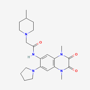 N-[1,4-dimethyl-2,3-dioxo-7-(pyrrolidin-1-yl)-1,2,3,4-tetrahydroquinoxalin-6-yl]-2-(4-methylpiperidin-1-yl)acetamide