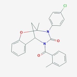 3-(4-chlorophenyl)-2-methyl-5-(2-methylbenzoyl)-2,3,5,6-tetrahydro-4H-2,6-methano-1,3,5-benzoxadiazocin-4-one