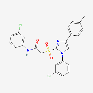 molecular formula C24H19Cl2N3O3S B11442347 N-(3-chlorophenyl)-2-{[1-(3-chlorophenyl)-4-(4-methylphenyl)-1H-imidazol-2-yl]sulfonyl}acetamide 