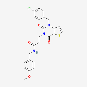 molecular formula C24H22ClN3O4S B11442372 3-(1-(4-chlorobenzyl)-2,4-dioxo-1,2-dihydrothieno[3,2-d]pyrimidin-3(4H)-yl)-N-(4-methoxybenzyl)propanamide 