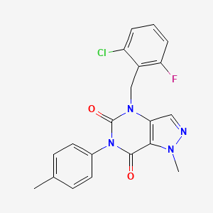 molecular formula C20H16ClFN4O2 B11442387 4-(2-chloro-6-fluorobenzyl)-1-methyl-6-(p-tolyl)-1H-pyrazolo[4,3-d]pyrimidine-5,7(4H,6H)-dione 