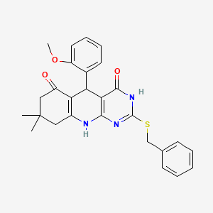 2-(benzylsulfanyl)-5-(2-methoxyphenyl)-8,8-dimethyl-5,8,9,10-tetrahydropyrimido[4,5-b]quinoline-4,6(3H,7H)-dione