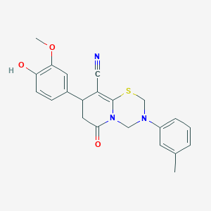 8-(4-hydroxy-3-methoxyphenyl)-3-(3-methylphenyl)-6-oxo-3,4,7,8-tetrahydro-2H,6H-pyrido[2,1-b][1,3,5]thiadiazine-9-carbonitrile