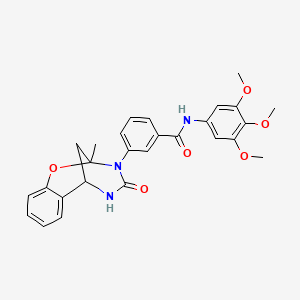 3-(2-methyl-4-oxo-5,6-dihydro-2H-2,6-methanobenzo[g][1,3,5]oxadiazocin-3(4H)-yl)-N-(3,4,5-trimethoxyphenyl)benzamide