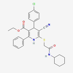 Ethyl 4-(4-chlorophenyl)-5-cyano-6-{[2-(cyclohexylamino)-2-oxoethyl]sulfanyl}-2-phenyl-1,4-dihydropyridine-3-carboxylate