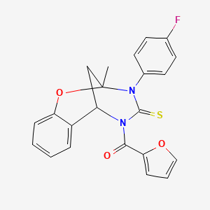 [3-(4-Fluorophenyl)-2-methyl-4-thioxo-3,4-dihydro-2H-2,6-methano-1,3,5-benzoxadiazocin-5(6H)-YL](2-furyl)methanone