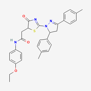 2-{2-[3,5-bis(4-methylphenyl)-4,5-dihydro-1H-pyrazol-1-yl]-4-oxo-4,5-dihydro-1,3-thiazol-5-yl}-N-(4-ethoxyphenyl)acetamide