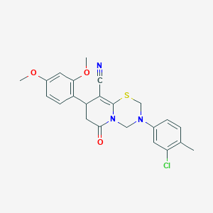 molecular formula C23H22ClN3O3S B11442507 3-(3-chloro-4-methylphenyl)-8-(2,4-dimethoxyphenyl)-6-oxo-3,4,7,8-tetrahydro-2H,6H-pyrido[2,1-b][1,3,5]thiadiazine-9-carbonitrile 