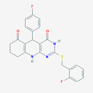 2-[(2-fluorobenzyl)sulfanyl]-5-(4-fluorophenyl)-5,8,9,10-tetrahydropyrimido[4,5-b]quinoline-4,6(3H,7H)-dione