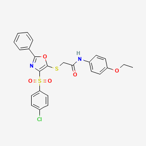 2-((4-((4-chlorophenyl)sulfonyl)-2-phenyloxazol-5-yl)thio)-N-(4-ethoxyphenyl)acetamide