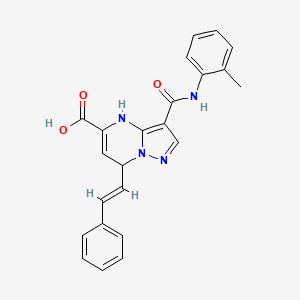 3-[(2-methylphenyl)carbamoyl]-7-[(E)-2-phenylethenyl]-4,7-dihydropyrazolo[1,5-a]pyrimidine-5-carboxylic acid