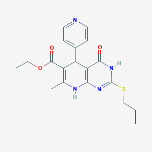 Ethyl 7-methyl-4-oxo-2-(propylsulfanyl)-5-(pyridin-4-yl)-3,4,5,8-tetrahydropyrido[2,3-d]pyrimidine-6-carboxylate