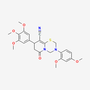 3-(2,4-dimethoxyphenyl)-6-oxo-8-(3,4,5-trimethoxyphenyl)-3,4,7,8-tetrahydro-2H,6H-pyrido[2,1-b][1,3,5]thiadiazine-9-carbonitrile