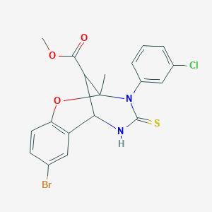 molecular formula C19H16BrClN2O3S B11442564 methyl 8-bromo-3-(3-chlorophenyl)-2-methyl-4-thioxo-3,4,5,6-tetrahydro-2H-2,6-methano-1,3,5-benzoxadiazocine-11-carboxylate 