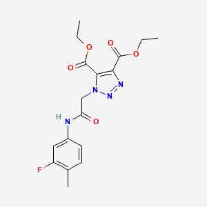 molecular formula C17H19FN4O5 B11442638 diethyl 1-{2-[(3-fluoro-4-methylphenyl)amino]-2-oxoethyl}-1H-1,2,3-triazole-4,5-dicarboxylate 