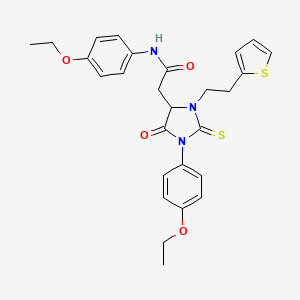 N-(4-ethoxyphenyl)-2-{1-(4-ethoxyphenyl)-5-oxo-3-[2-(thiophen-2-yl)ethyl]-2-thioxoimidazolidin-4-yl}acetamide