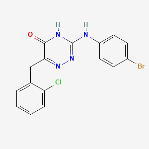 molecular formula C16H12BrClN4O B11442656 3-[(4-Bromophenyl)amino]-6-(2-chlorobenzyl)-1,2,4-triazin-5-ol 