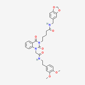 N-[(2H-1,3-benzodioxol-5-yl)methyl]-5-[1-({[2-(3,4-dimethoxyphenyl)ethyl]carbamoyl}methyl)-2,4-dioxo-1,2,3,4-tetrahydroquinazolin-3-yl]pentanamide