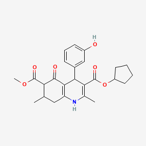 3-Cyclopentyl 6-methyl 4-(3-hydroxyphenyl)-2,7-dimethyl-5-oxo-1,4,5,6,7,8-hexahydroquinoline-3,6-dicarboxylate