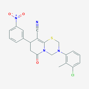 molecular formula C21H17ClN4O3S B11442687 3-(3-chloro-2-methylphenyl)-8-(3-nitrophenyl)-6-oxo-3,4,7,8-tetrahydro-2H,6H-pyrido[2,1-b][1,3,5]thiadiazine-9-carbonitrile 