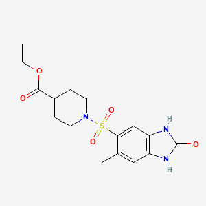 molecular formula C16H21N3O5S B11442692 ethyl 1-[(6-methyl-2-oxo-2,3-dihydro-1H-benzimidazol-5-yl)sulfonyl]piperidine-4-carboxylate 