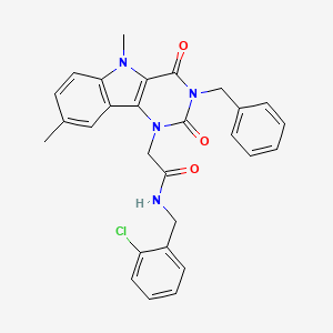 2-(3-benzyl-5,8-dimethyl-2,4-dioxo-2,3,4,5-tetrahydro-1H-pyrimido[5,4-b]indol-1-yl)-N-(2-chlorobenzyl)acetamide