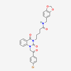 N-(1,3-benzodioxol-5-ylmethyl)-5-[1-[2-(4-bromophenyl)-2-oxoethyl]-2,4-dioxo-1,4-dihydroquinazolin-3(2H)-yl]pentanamide