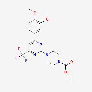 molecular formula C20H23F3N4O4 B11442753 Ethyl 4-[4-(3,4-dimethoxyphenyl)-6-(trifluoromethyl)pyrimidin-2-yl]piperazine-1-carboxylate 