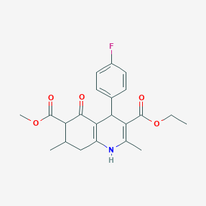 molecular formula C22H24FNO5 B11442785 3-Ethyl 6-methyl 4-(4-fluorophenyl)-2,7-dimethyl-5-oxo-1,4,5,6,7,8-hexahydroquinoline-3,6-dicarboxylate 