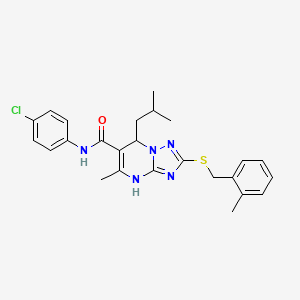 molecular formula C25H28ClN5OS B11442804 N-(4-chlorophenyl)-5-methyl-2-[(2-methylbenzyl)sulfanyl]-7-(2-methylpropyl)-4,7-dihydro[1,2,4]triazolo[1,5-a]pyrimidine-6-carboxamide 