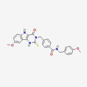 4-((8-methoxy-4-oxo-2-thioxo-1H-pyrimido[5,4-b]indol-3(2H,4H,5H)-yl)methyl)-N-(4-methoxybenzyl)benzamide