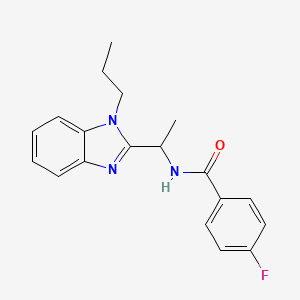 molecular formula C19H20FN3O B11442822 4-fluoro-N-[1-(1-propyl-1H-benzimidazol-2-yl)ethyl]benzamide 