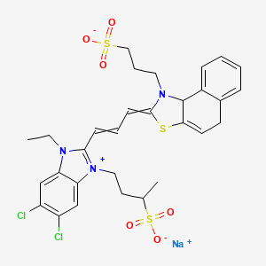 B1144284 Sodium 4-(5,6-dichloro-3-ethyl-2-{3-[1-(3-sulfonatopropyl)-5,9b-dihydronaphtho[1,2-d][1,3]thiazol-2(1H)-ylidene]prop-1-en-1-yl}-1H-benzimidazol-3-ium-1-yl)butane-2-sulfonate CAS No. 16470-44-3