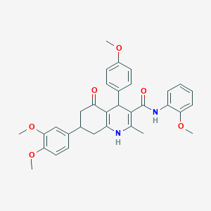 molecular formula C33H34N2O6 B11442843 7-(3,4-dimethoxyphenyl)-N-(2-methoxyphenyl)-4-(4-methoxyphenyl)-2-methyl-5-oxo-1,4,5,6,7,8-hexahydroquinoline-3-carboxamide 