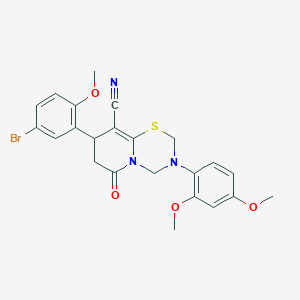 8-(5-bromo-2-methoxyphenyl)-3-(2,4-dimethoxyphenyl)-6-oxo-3,4,7,8-tetrahydro-2H,6H-pyrido[2,1-b][1,3,5]thiadiazine-9-carbonitrile