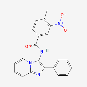 molecular formula C21H16N4O3 B11442896 4-Methyl-3-nitro-N-{2-phenylimidazo[1,2-A]pyridin-3-YL}benzamide 