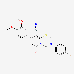 3-(4-bromophenyl)-8-(3,4-dimethoxyphenyl)-6-oxo-3,4,7,8-tetrahydro-2H,6H-pyrido[2,1-b][1,3,5]thiadiazine-9-carbonitrile