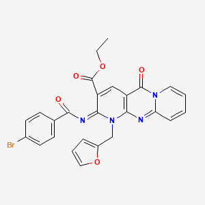 ethyl 6-(4-bromobenzoyl)imino-7-(furan-2-ylmethyl)-2-oxo-1,7,9-triazatricyclo[8.4.0.03,8]tetradeca-3(8),4,9,11,13-pentaene-5-carboxylate