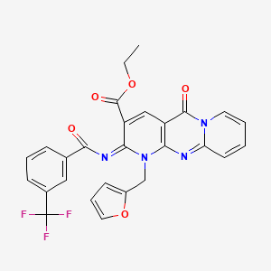 ethyl 7-(furan-2-ylmethyl)-2-oxo-6-[3-(trifluoromethyl)benzoyl]imino-1,7,9-triazatricyclo[8.4.0.03,8]tetradeca-3(8),4,9,11,13-pentaene-5-carboxylate