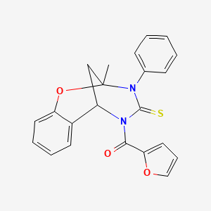 furan-2-yl(2-methyl-3-phenyl-4-thioxo-3,4-dihydro-2H-2,6-methano-1,3,5-benzoxadiazocin-5(6H)-yl)methanone